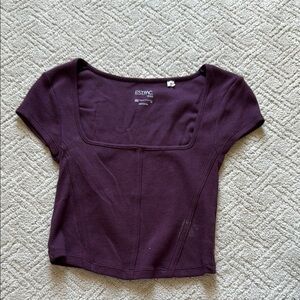 Purple Fitted Short Sleeve Crop